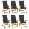 Folding Patio Chairs 6 pcs with Cushions Solid Acacia Wood