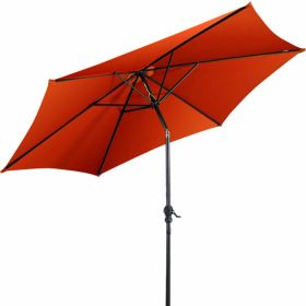 9 FT Outdoor Market Patio Table Umbrella Push Button Tilt Crank Lift (Color: Orange)