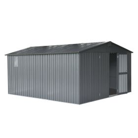 Backyard Storage Shed 11' x 12.5' with Galvanized Steel Frame & Windows (Color: as Pic)