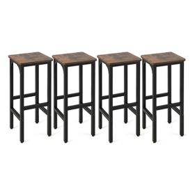 Kitchen & Dining Bar Stools with Metal Legs and Footrest (Type: 4 pcs, Color: Brown)