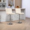 COOLMORE Bar Stools with Back and Footrest Counter Height Dining Chairs 2PC/SET,360Â° Velvet Swivel Bar Stools Set of 2