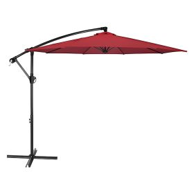 10 ft. Steel Cantilever Offset Outdoor Patio Umbrella with Crank Lift (Color: Red)