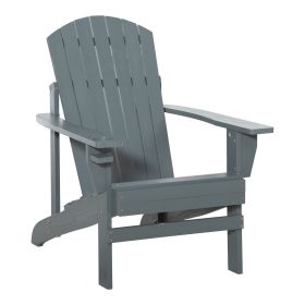 Outsunny Wooden Adirondack Chair, Outdoor Patio Lawn Chair with Cup Holder, Weather Resistant Lawn Furniture, Classic Lounge for Deck, Garden (Color: as Pic)