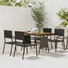 5 Piece Patio Dining Set Poly Rattan Black