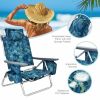 4-Pack 5-Position Outdoor Folding Backpack Beach Reclining Chair with Pillow