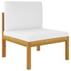 6 Piece Patio Lounge Set with Cushions Cream Solid Acacia Wood