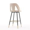 Collection Modern | Contemporary Velvet Upholstered  28" Bar Stool & Counter Stools with Nailheads and Gold Tipped Black Metal Legs,Set of 2