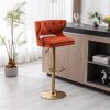 Bar Stools With Back and Footrest Counter Height Dining Chairs-Velvet Orange-2PCS/SET