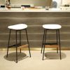 Modern Set of 2 Bar Stools Comfortable & Stylish Counter Height and Bar Height Bar Stools,Soft Fabric Upholstered, Backless for Kitchen