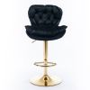 A&A Furniture,Swivel Bar Stools Set of 2, Velvet Counter Height Adjustable Barstools