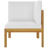 7 Piece Patio Lounge Set with Cushions Cream Solid Acacia Wood