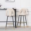 Collection Modern | Contemporary Velvet Upholstered  28" Bar Stool & Counter Stools with Nailheads and Gold Tipped Black Metal Legs,Set of 2