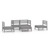 5 Piece Patio Lounge Set Gray Solid Pinewood