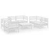 7 Piece Patio Lounge Set White Solid Pinewood