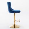 A&A Furniture,Golden Swivel Velvet Barstools Adjusatble Seat Height from 25-33 Inch