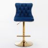 A&A Furniture,Golden Swivel Velvet Barstools Adjusatble Seat Height from 25-33 Inch