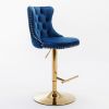 A&A Furniture,Golden Swivel Velvet Barstools Adjusatble Seat Height from 25-33 Inch