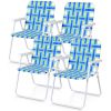 4 Pieces Folding Beach Chair Camping Lawn Webbing Chair