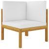 7 Piece Patio Lounge Set with Cushions Cream Solid Acacia Wood