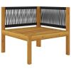 7 Piece Patio Lounge Set with Cushions Cream Solid Acacia Wood