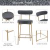 25" Modern Gold Bar Stools Set of 2 Counter Height Bar Stools for Kitchen Counter Upholstered Sherpa Counter Stools with Backs Kitchen Island Stool